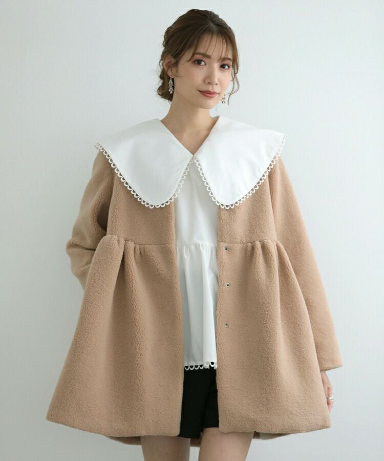 ノーカラーペプラムコート ノーカラー ペプラム コート フレア