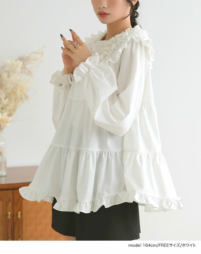 美品 yori ティアードフリルブラウス トップス 白 アイボリー 38 長袖 000000000154-03.jpg?size=l&w=