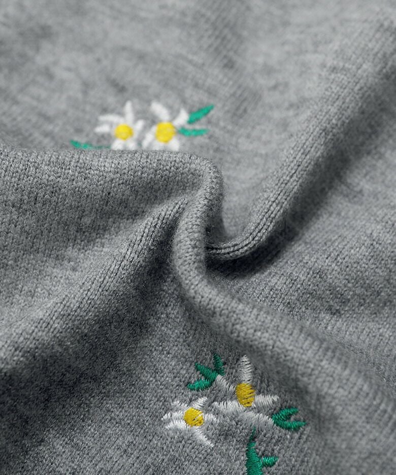 小花刺繍カーディガン ニット カーディガン 刺繍 長袖 ラウンドネック