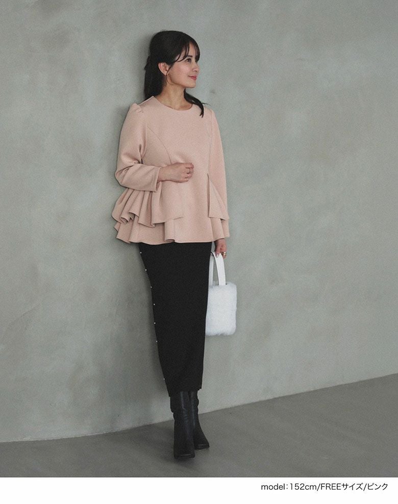 ★完売品★maaさんコラボ タックフレアトップス トップス レディース ピンク maaさんコラボ タックフレアトップス トップス レディース 秋【m857