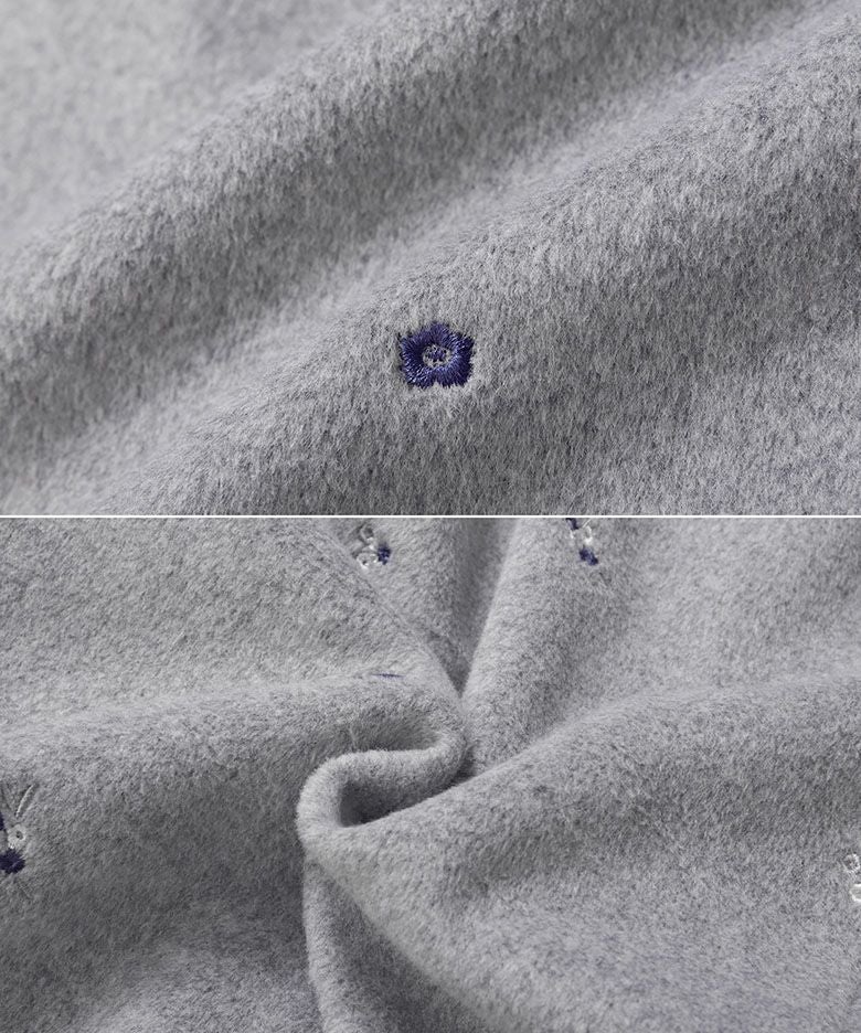 フラワー刺繍ノーカラーコート アウター レディース 冬【m871】【即納