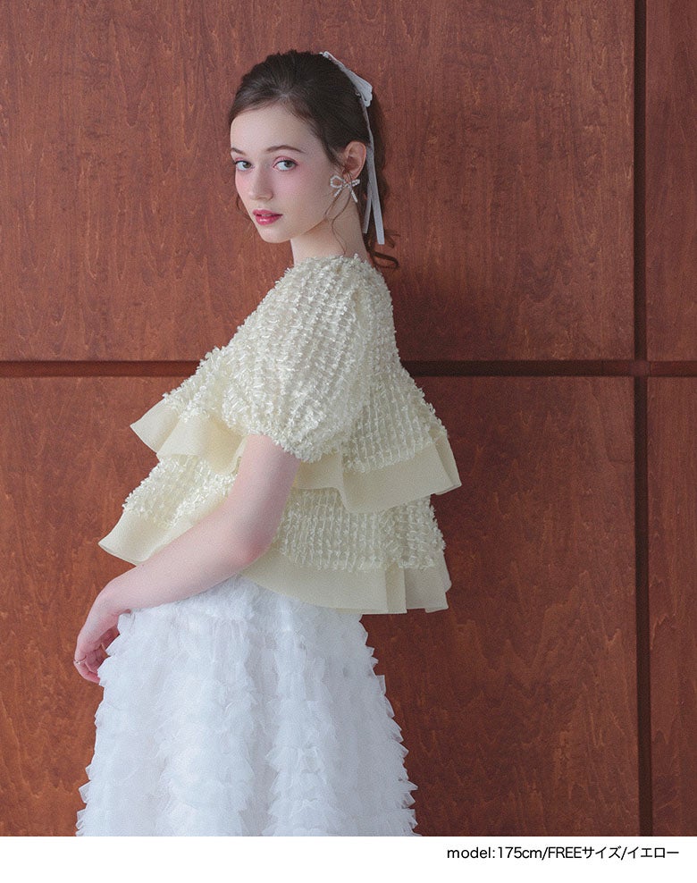 トップス mgm_fmtk 6/23 14:00～発売□シアージャガード2段フリルトップス トップス