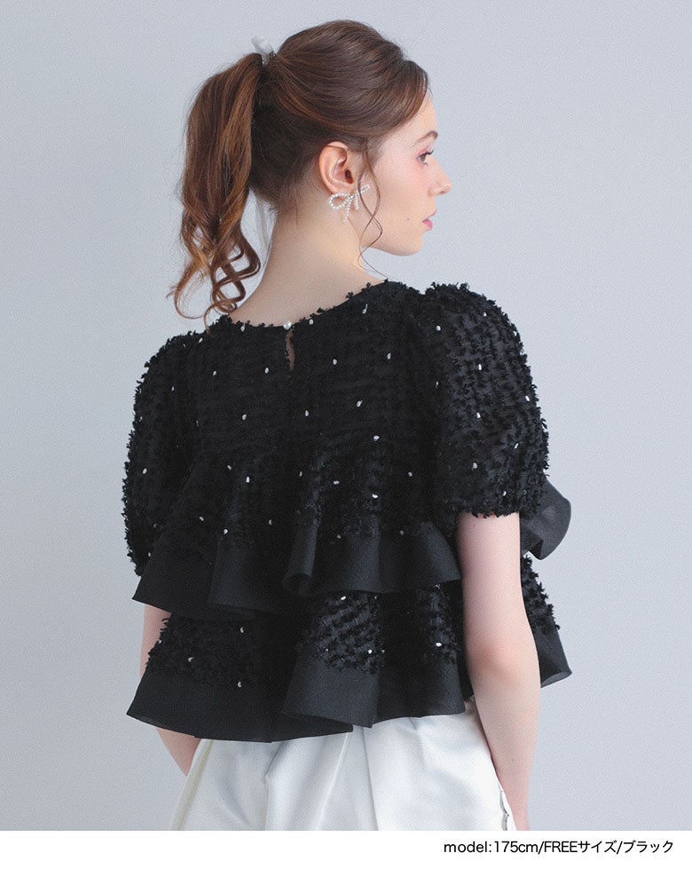 6/23 14:00～発売□シアージャガード2段フリルトップス トップス